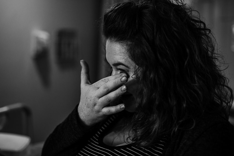 mom-to-be crying