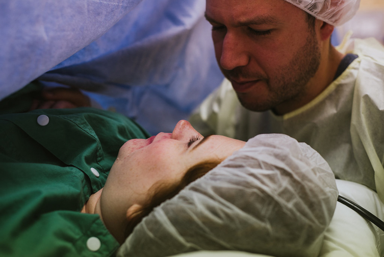 couple looking at each other during birth