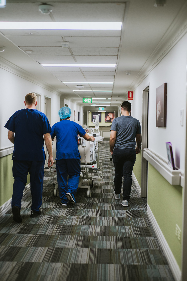 couple in the hallway of the hospital