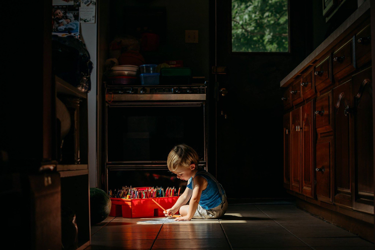 little boy drawing