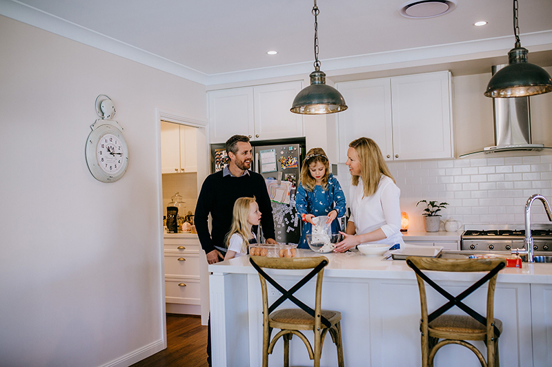 documentary photography of family in the kitchen