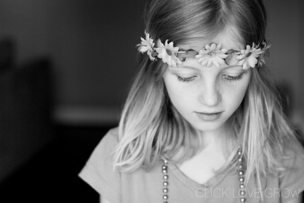 soft light black and white portrait of girl 