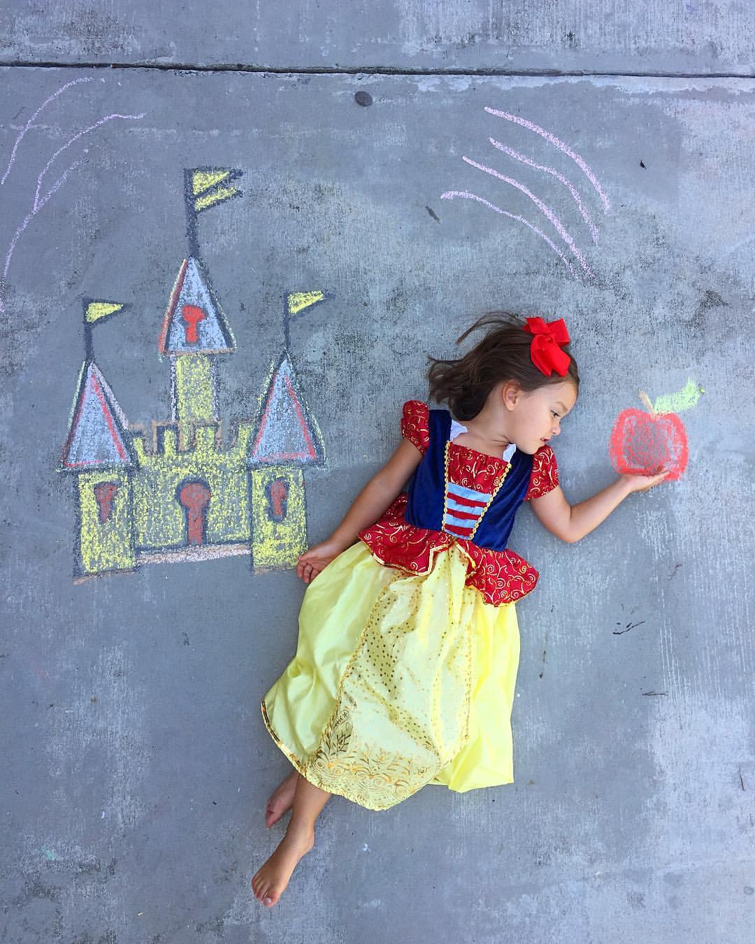 chalk photography of girl dressed as snow white