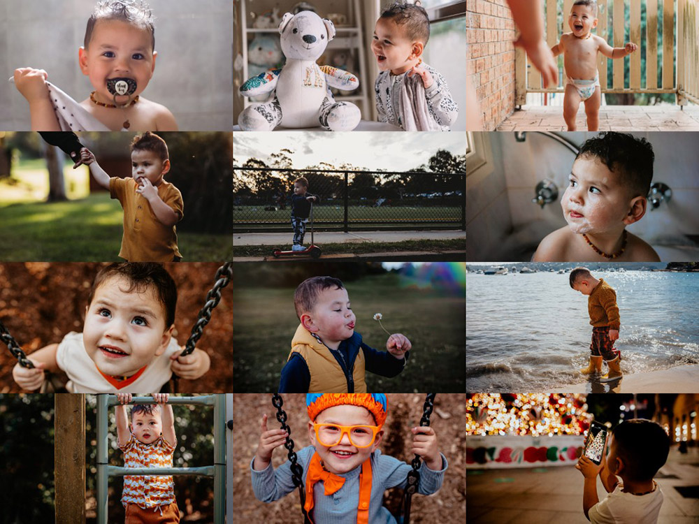 collage of toddler photos