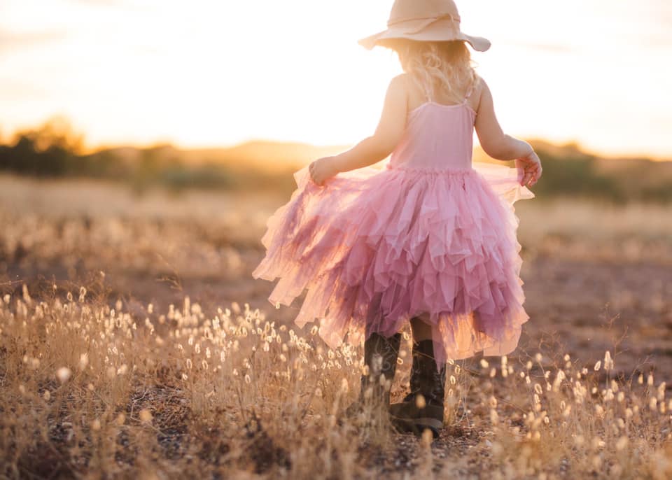 pink photos of girl in nature for themed album project