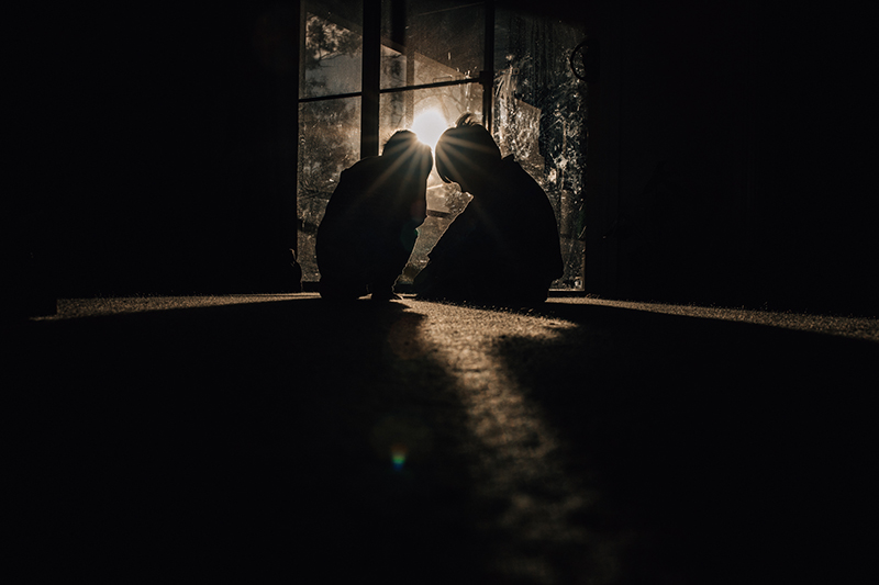 kids playing under low light