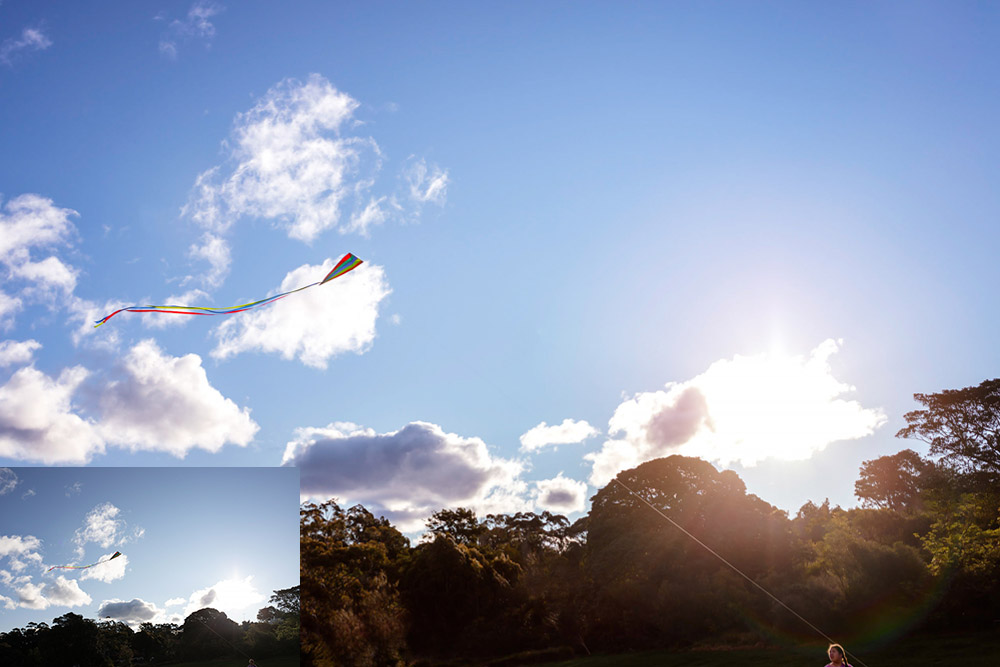girl flying kite at the park