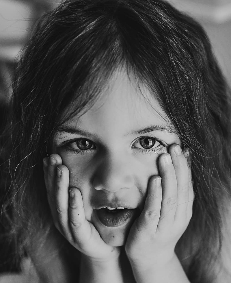 monochrome closeup portrait photography of girl