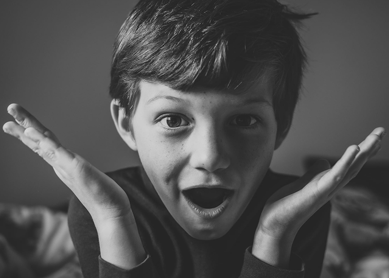 monochrome picture young boy