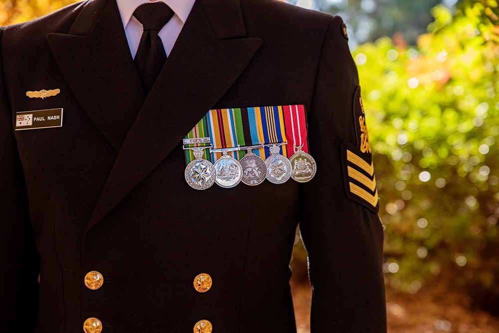 Navy officer with medals