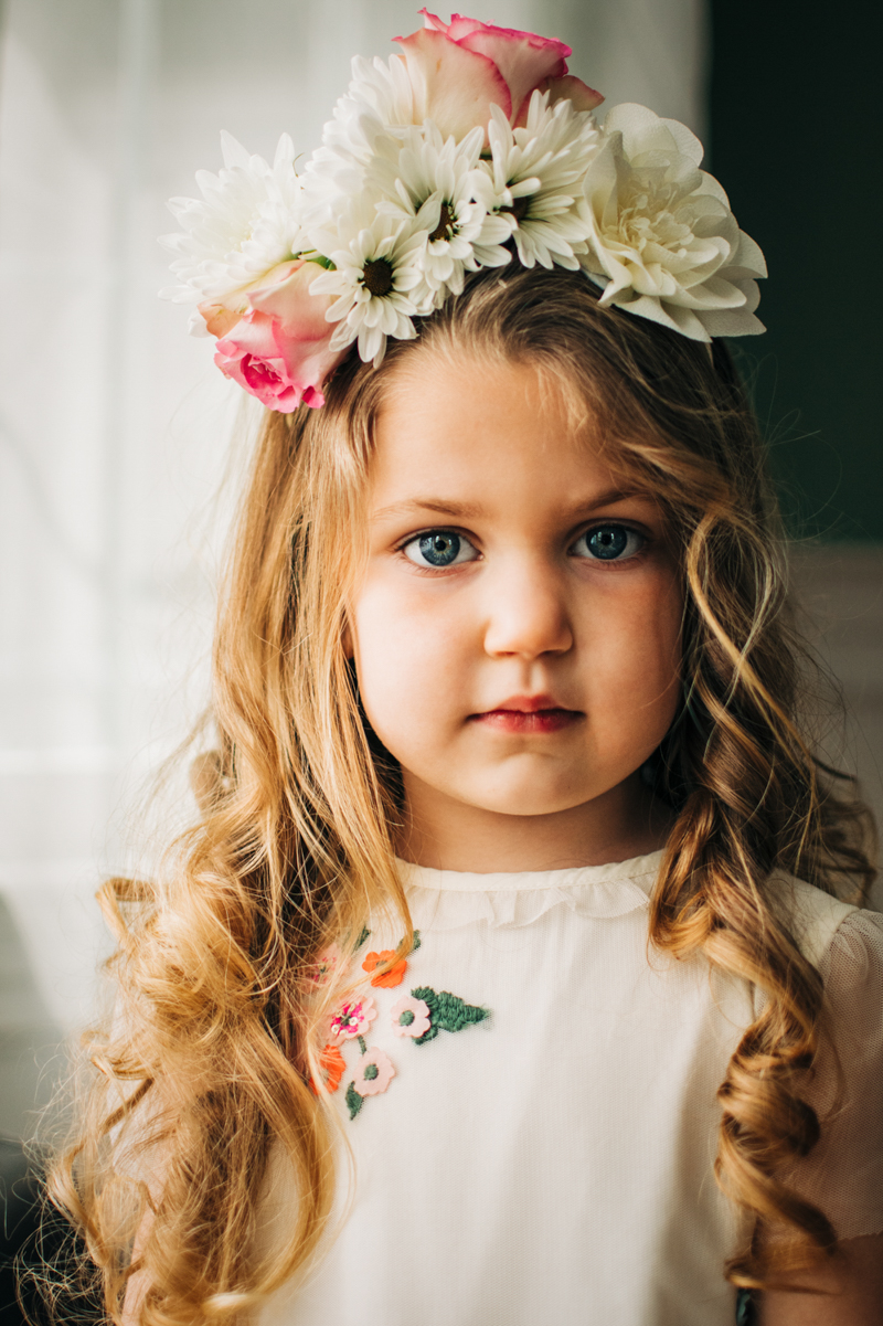 flower portrait of young girl