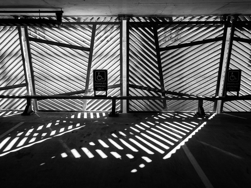  black and white street photo of shadow lines