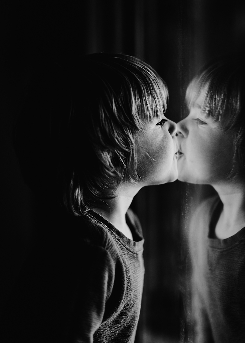 kids portraits dramatic light B&W portrait