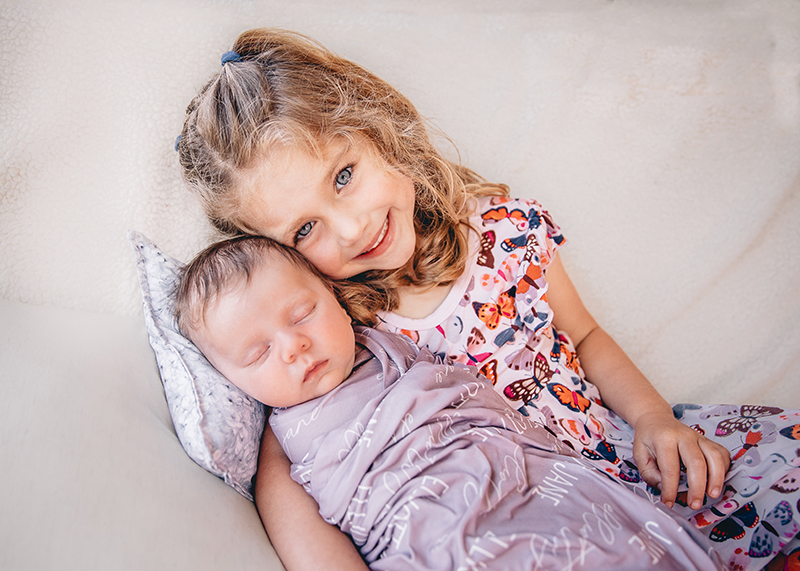 newborn toddler sibling portrait