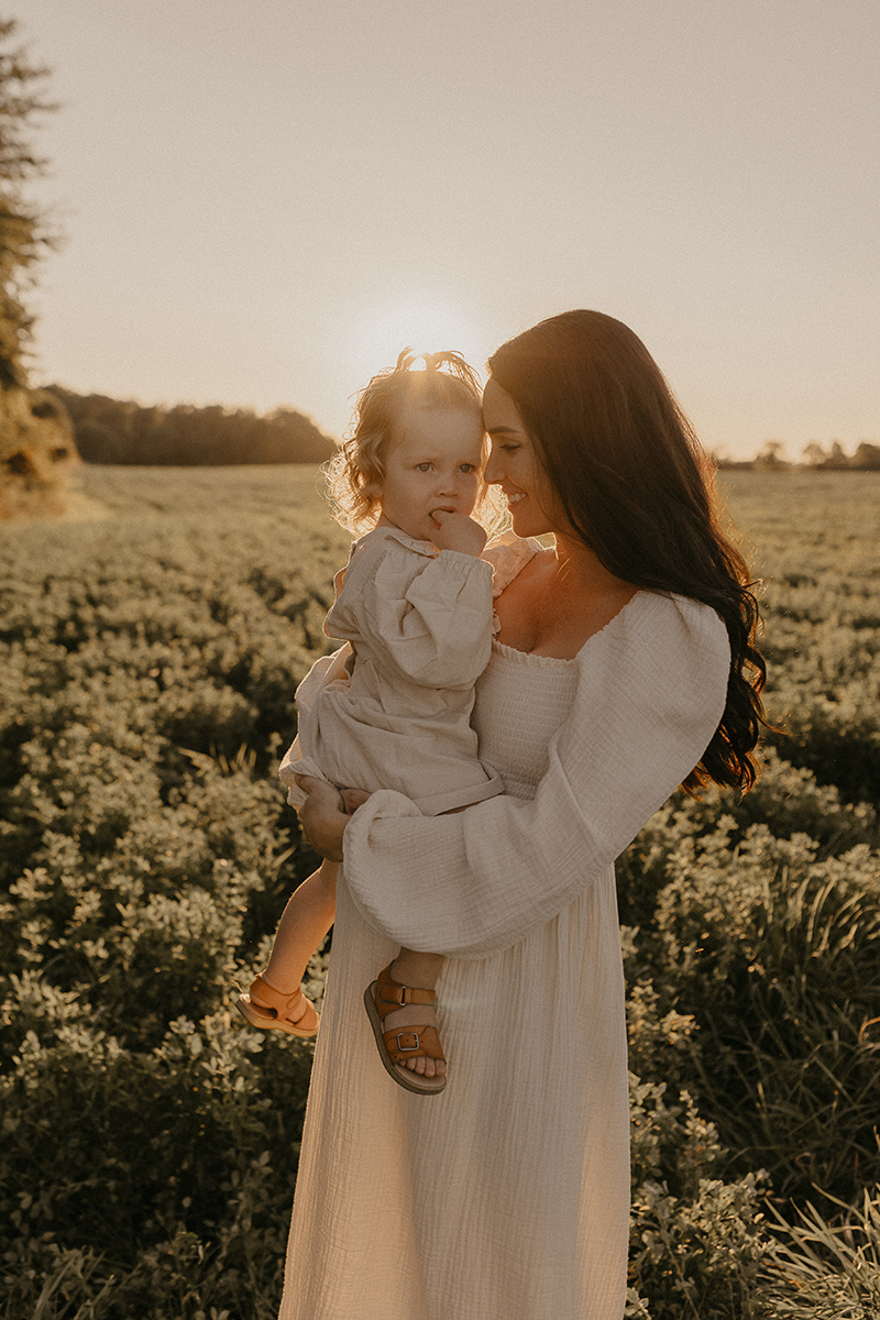 woman and toddler in golden hour portrait
